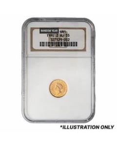 NGC AU-55 $1 Indian Princess Liberty Head Gold Coin Type II - Random Year