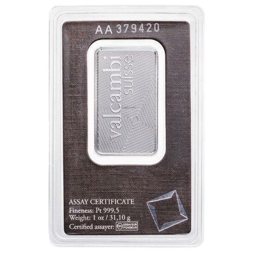 1 oz Valcambi Platinum Bar - In Assay
