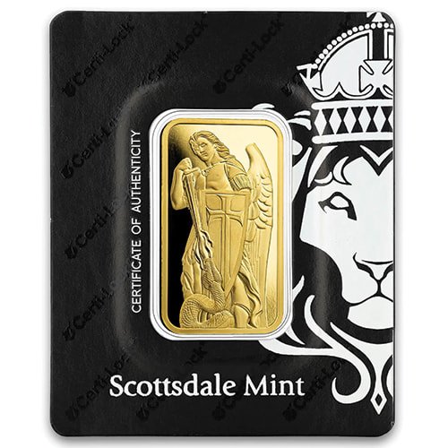 1 Oz Gold Bar Archangel Michael Scottsdale Mint 1