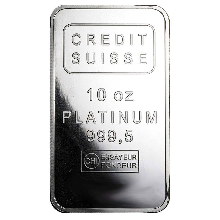 10oz Credit Suisse Platinum Bar Obv
