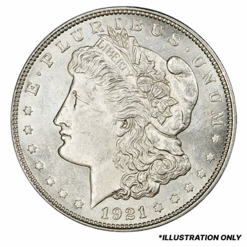 1921 Morgan Dollar Silver Coin Bu Front