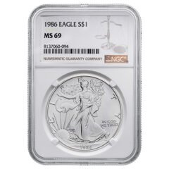1986 NGC MS-69 1 oz American Silver Eagle Coin (Brown Label)