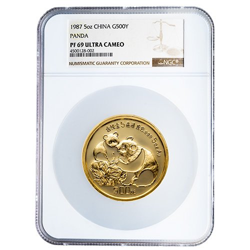 1987 Ch Gold Panda Ngc Pf 69 5oz Proof W Coa Obverse 500x500