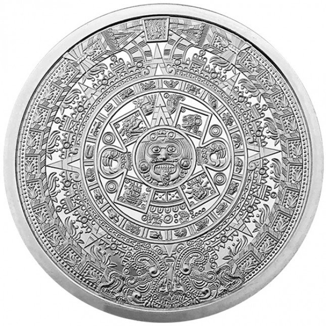 2 Oz Aztec Calendar Silver Round