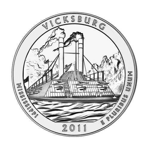 2011 5 Oz Atb Vicksburg Silver Coin Reverse