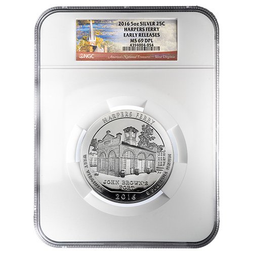 2016 Us Silver America The Beautiful Harpers Ferry Ngc Ms 69 Dpl Early Releases 5 Oz Coin Obverse 500x500