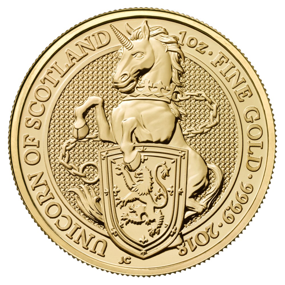 2018 1 Oz Gold Queens Beast Unicorn Reverse