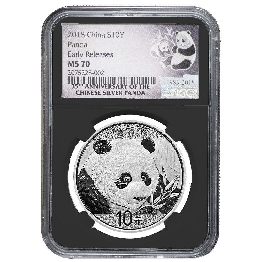 2018 Chinese Silver Panda 30 G NGC Black ER MS 70