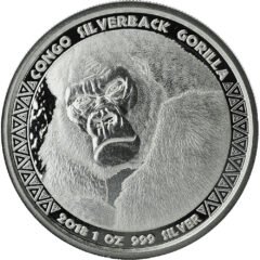 2018 Congo Silverback Gorilla Silver Coin 1 oz
