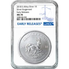 2018 South African Silver Krugerrand Coin 1 oz NGC MS-70 Early Release