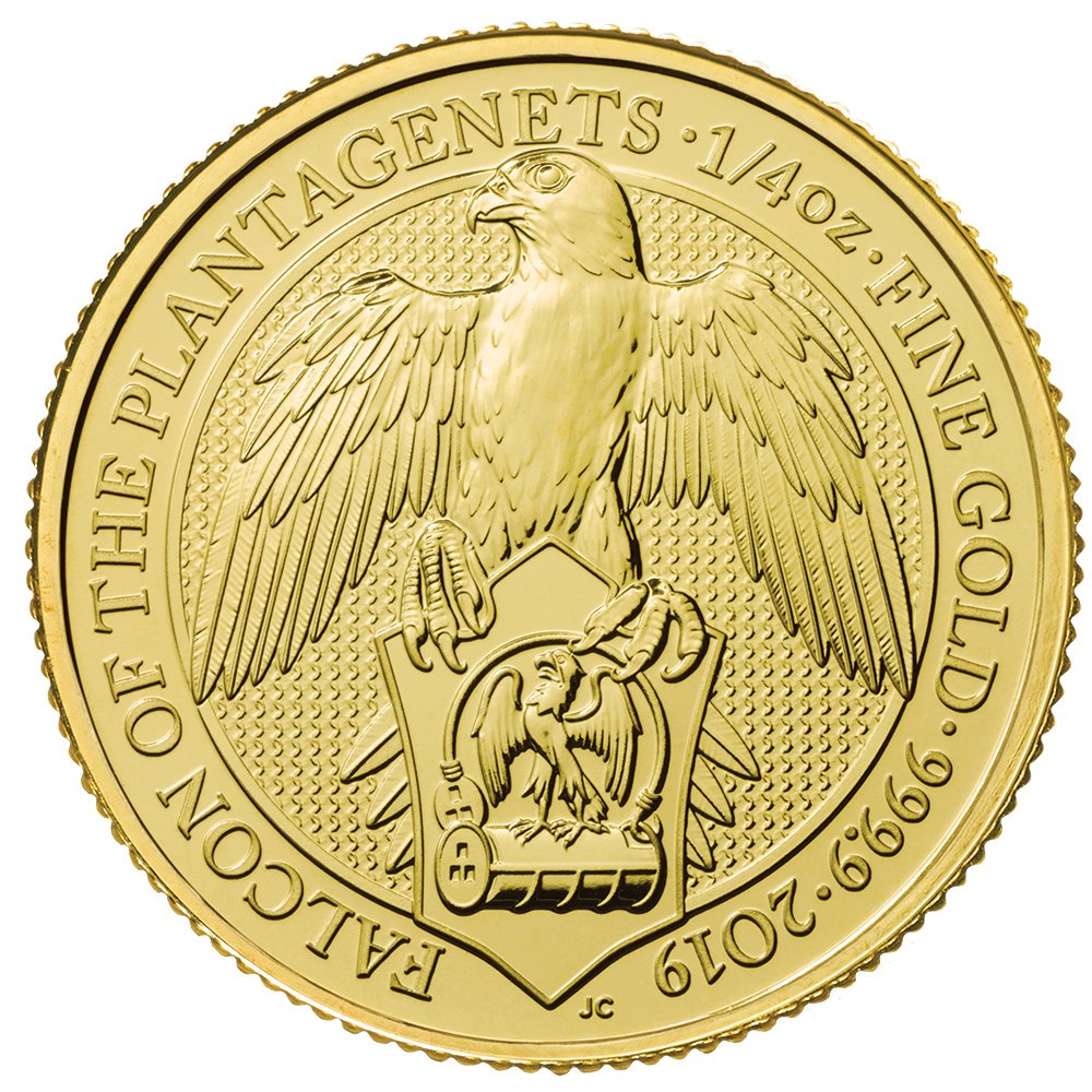 2019 1 4 Oz Queens Falcon Of The Plantagenets Gold Coin Obverse2