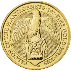 2019 1 oz Queen's Beasts Falcon of the Plantagenets Gold Coin