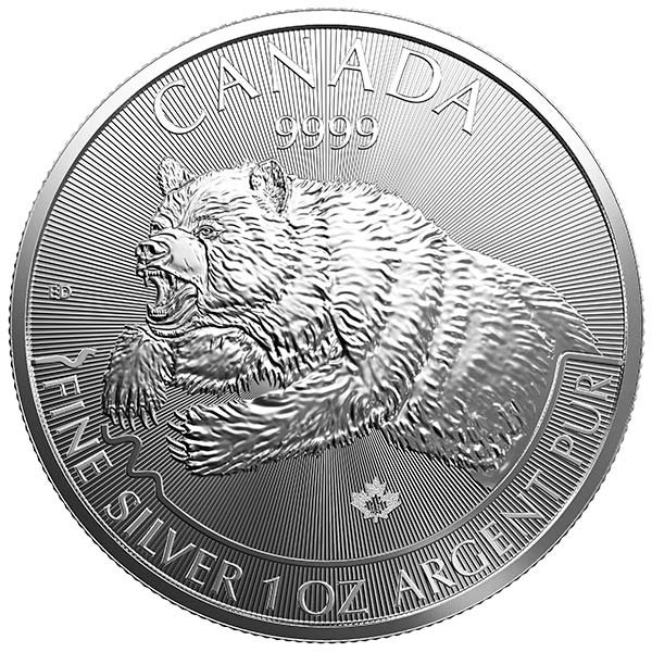 2019 1oz Silver Canadian Predator Grizzly Reverse 1