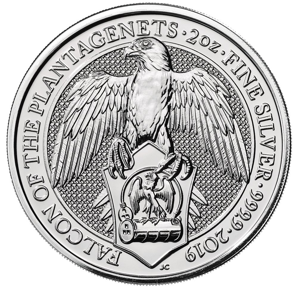 2019 2 Oz Queens Falcon Of The Plantagenets Silver Coin Obverse2