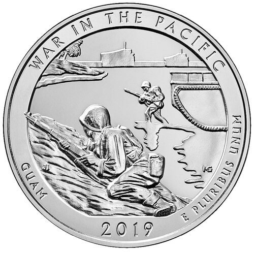 2019 Atb 5oz Silver Coin War In The Pacific Guam Uncirculated Reverse 1