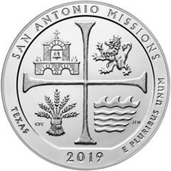 2019 San Antonio Missions ATB 5 oz Burnished Silver Coin - America The Beautiful