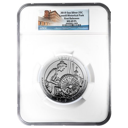 2019 Us Silver America The Beautiful Lowell Historical Park Ngc Ms 69 Pl First Releases 5 Oz Coin Obverse 500x500