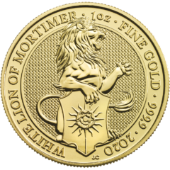 2020 1 oz Queen's Beasts White Lion of Mortimer Gold Coin