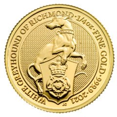 2021 1/4 oz Queen's Beasts White Greyhound of Richmond Gold Coin