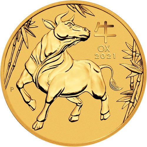 2021 1 Oz Year Of The Ox Gold Coin Perth Mint Lunar Series Iii Non Proof 1 1 1 1 1