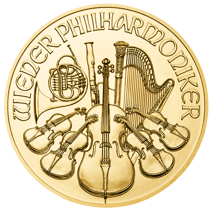 2022 1 10 Oz Austrian Gold Philharmonic Coin Bu Obv