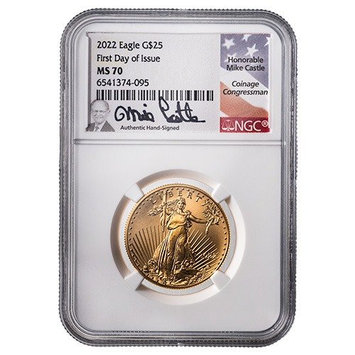 2022 Us Gold Eagle Ngc Ms 70 First Day Of Issue .5 Oz Coin Mike Castle Label Obverse 500x500 1