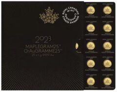 2023 25 x 1 Gram Canadian Gold Maplegram25 Coin Sheet