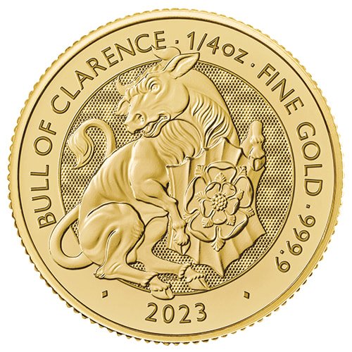 2023 Gold Tudor Beast Bull Of Clarence 1 4 Oz Coin Reverse 1