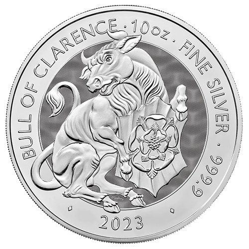 2023 Silver Tudor Beast Bull Of Clarence 10 Oz Coin Reverse 1
