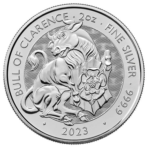2023 Silver Tudor Beast Bull Of Clarence 2 Oz Coin Reverse 1