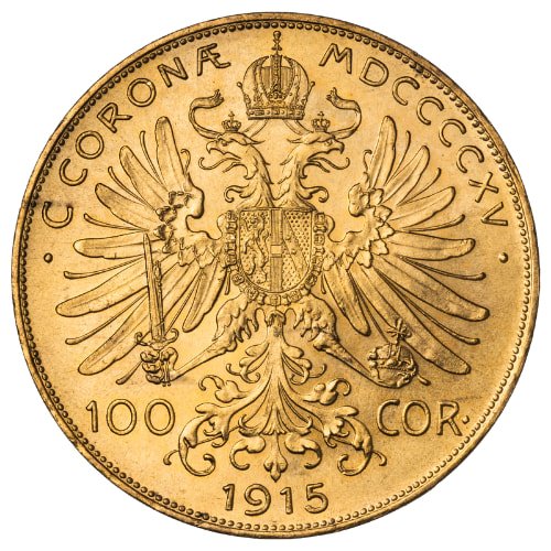 2024 100coronaaustriangoldcoinbu Restrike Randomyear Reverse 1