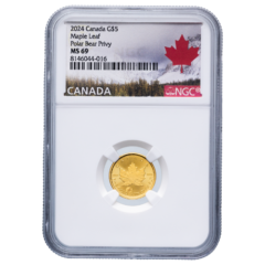 NGC MS-69 2024 1/10 oz Canadian Gold Maple Leaf Coin - Polar Bear Privy Mark