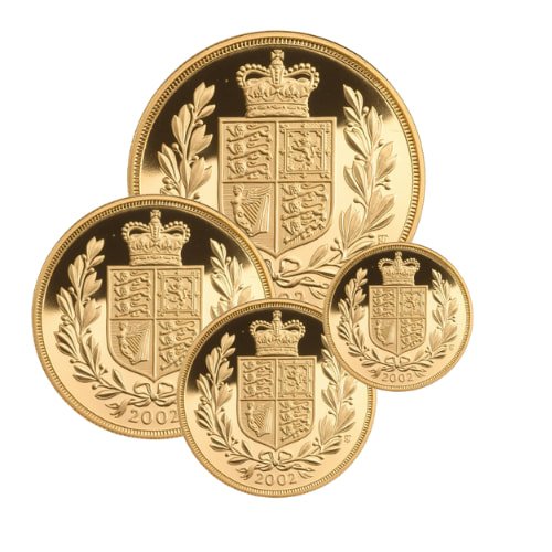 Gbr02jubileesetincaps 2.0009 2002 Br 4 Coin Gold Queens Golden Jubilee Set In Capsules Set