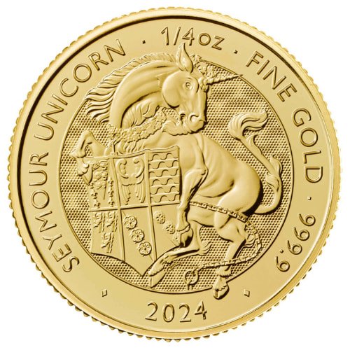 Gbr24tbunicorn 025 2024 1 4 Oz Tudor Beast Seymour Unicorn Gold Coin Obverse