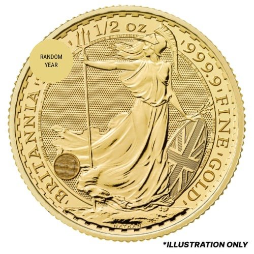 Gbrbrit 05 Br Gold Britannia 1 2 Oz Coin Random Year Reverse