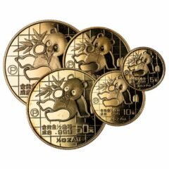 1989 Chinese Panda Gold Coin 5-Coin Proof Set in Capsules