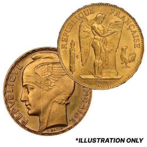 Gfr100francavgcirc 09335 Random French Gold 100 Franc Avg Circ Front