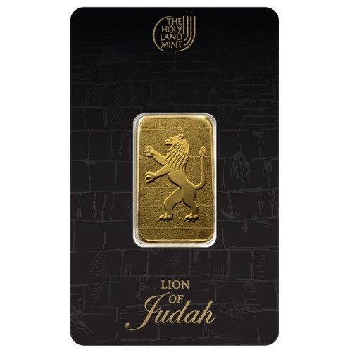 Ghllionjudahbar 10g Holy Land Mint Gold Lion Of Judah 10 Gram Bar In Assay Frontcard