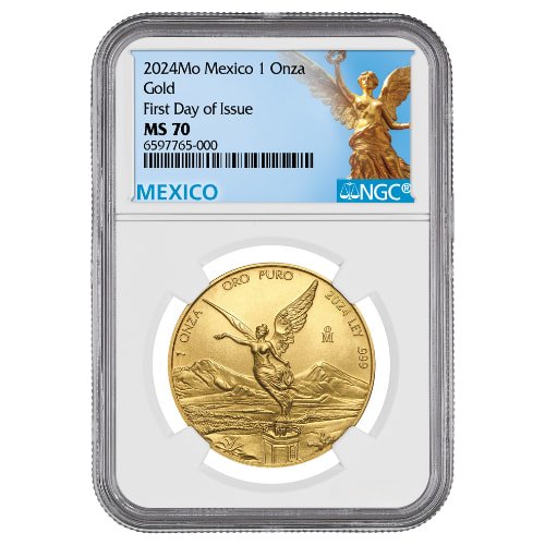 Gmx24libertadngcms70fdoi 1 2024 Mx Gold Libertad Ngc Ms 70 First Day Of Issue 1 Oz Coin Front