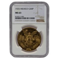 1925 NGC MS-63 Mexican 50 Pesos Gold Coin