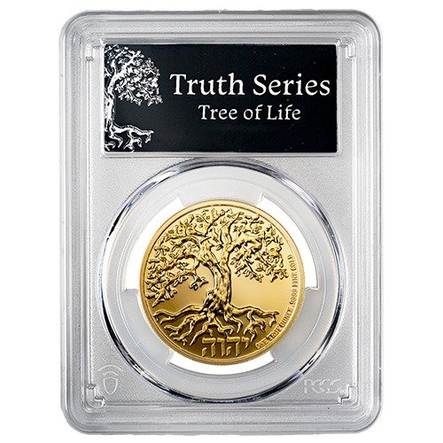 Gni24treelifepcgspr70fs 1p 2024 Ni Gold Tree Of Life Pcgs Pr 70 First Strike 1 Oz Proof Coin Front