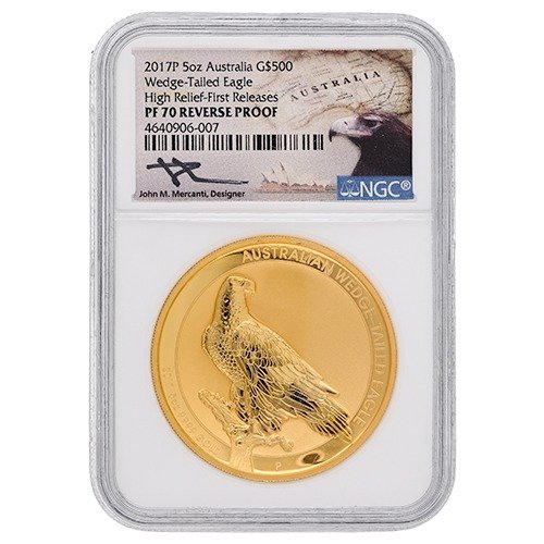 Gpe17wedgengcpf70frhr 5rp 2017 P Pe Goldwedge Tailedeagle Ngc Pf70 Firstreleases Highrelief 5oz Reverseproofwbox Coa Obv 500x500 1