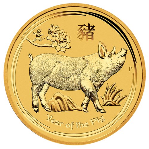Gpe19lunarpig 010 2019 1 10 Oz Perth Mint Gold Lunar Year Of The Pig Coin Reverse