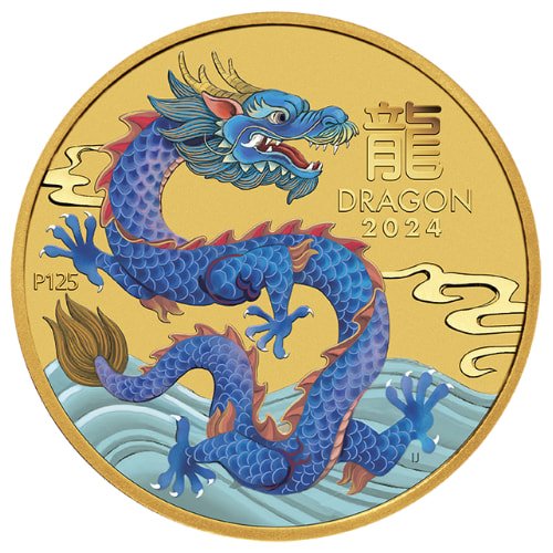 Gpe24dragoncolor 005 2024 Pe Gold Colored Dragon 1 20 Oz Coin Reverse