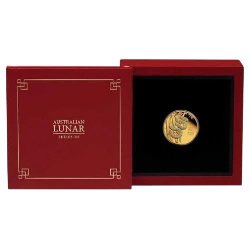 Gpe25lunarsnake 010p 2025 Pe Gold Lunar Year Of The Snake 1 10 Oz Proof Coin W Box And Coa Openbox