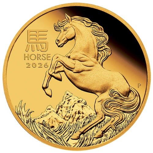 Gpe26lunarhorse 010p 2026 Pe Gold Lunar Series Iii Year Of The Horse 1 10 Oz Proof Reverse