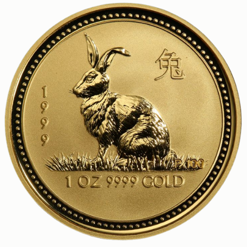 Gpe99lunarrabbit 1 1 1999 Pe Gold Lunar Year Of The Rabbit 1 Oz Coin Rev