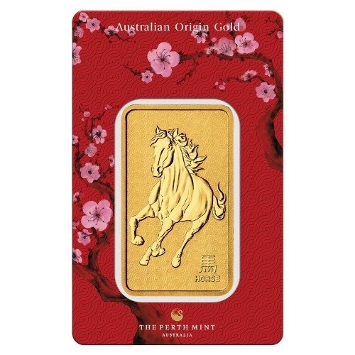 Gpelunarhorsebar 1 Pe Gold Lunar Year Of The Horse 1 Oz Bar Front