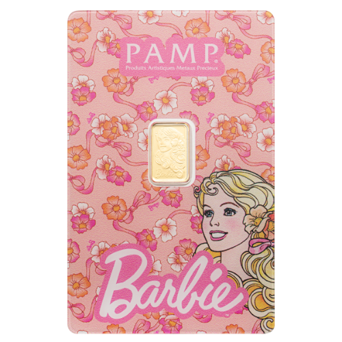 Gpsiconbarbiebar 1g Ps Gold Iconic Barbie 1 Gram Bar Frontcard