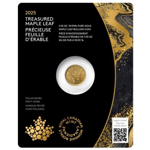 Grc25maplepolarbearprivy 010 2025 Rc Gold Maple Leaf 1 10 Oz Coin W Polar Bear Privy Front